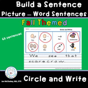Sentence Building with Pictures Fall Themed Circle and Write