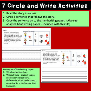 Special Education Writing APPLE KIDS THEMED with picture word sentences - Image 2