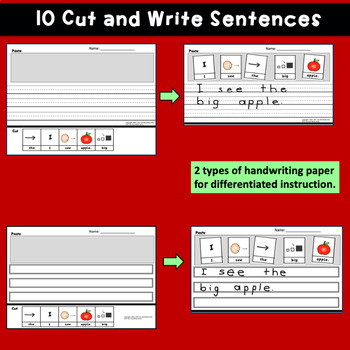 Special Education Writing APPLE KIDS THEMED with picture word sentences - Image 3
