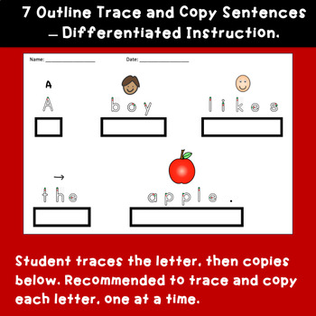 Special Education Writing APPLE KIDS THEMED with picture word sentences - Image 4