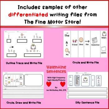 Valentine Picture Word Cut and Write Sentences for Kindergarten and First Grade - Image 4